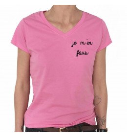 T-shirt Col V Femme JE M'EN FOUS