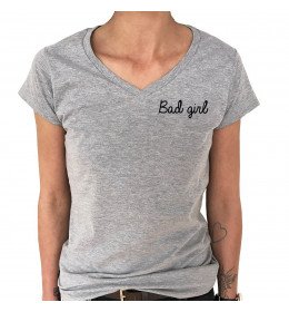 T-shirt Col V Femme BAD GIRL