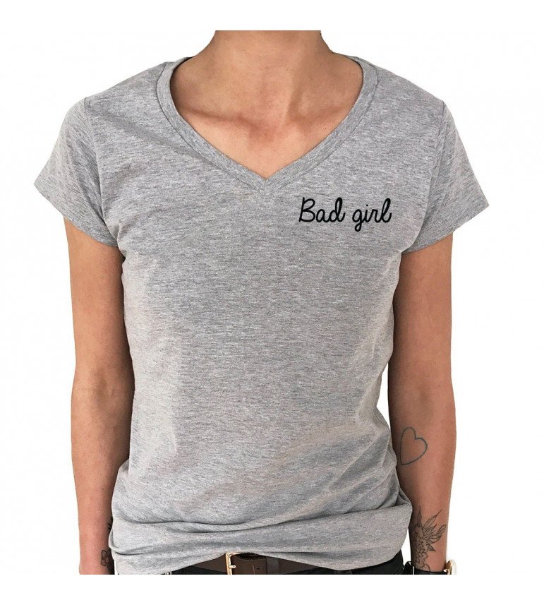 T-shirt Col V Femme BAD GIRL