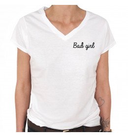 T-shirt Col V Femme BAD GIRL