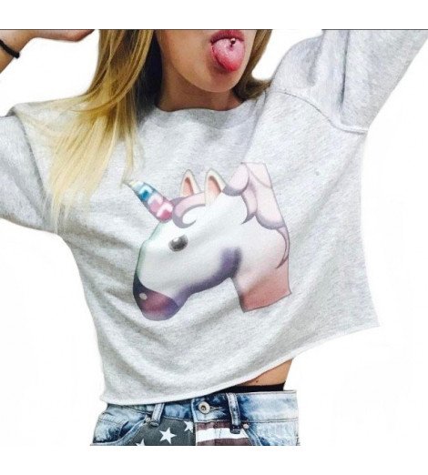 Crop Sweat Femme LICORNE