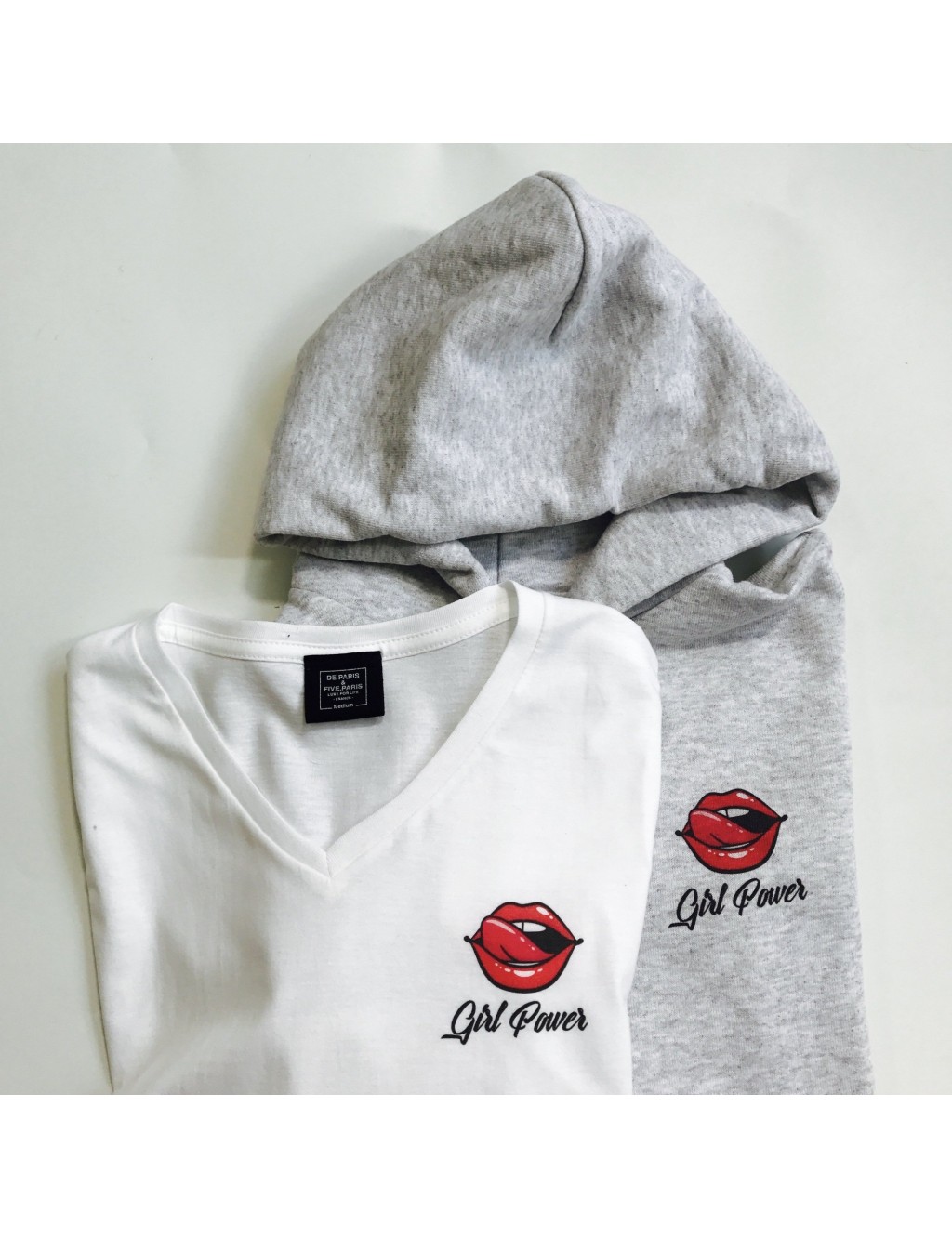 T-shirt  Col V Femme BOUCHE GIRL POWER