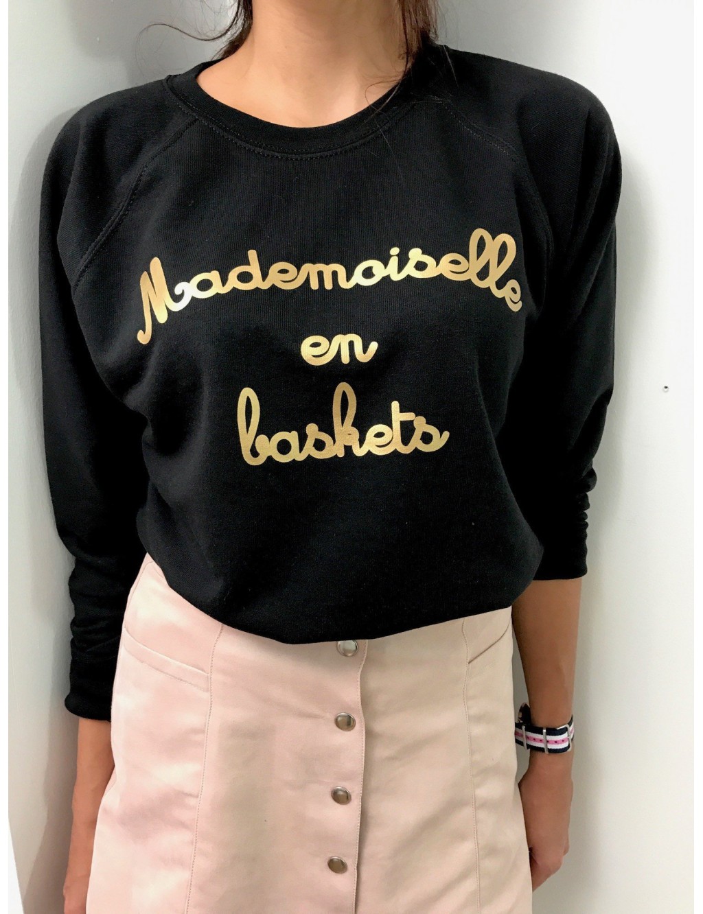 Sweat Femme MADEMOISELLE EN BASKETS doré