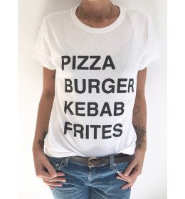 T-SHIRT FEMME PIZZA BURGER KEBAB FRITES