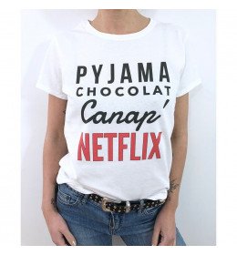 T-shirt Femme PYJAMA CHOCOLAT CANAP NETFLIX