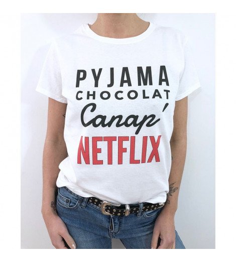 T-shirt Femme PYJAMA CHOCOLAT CANAP NETFLIX