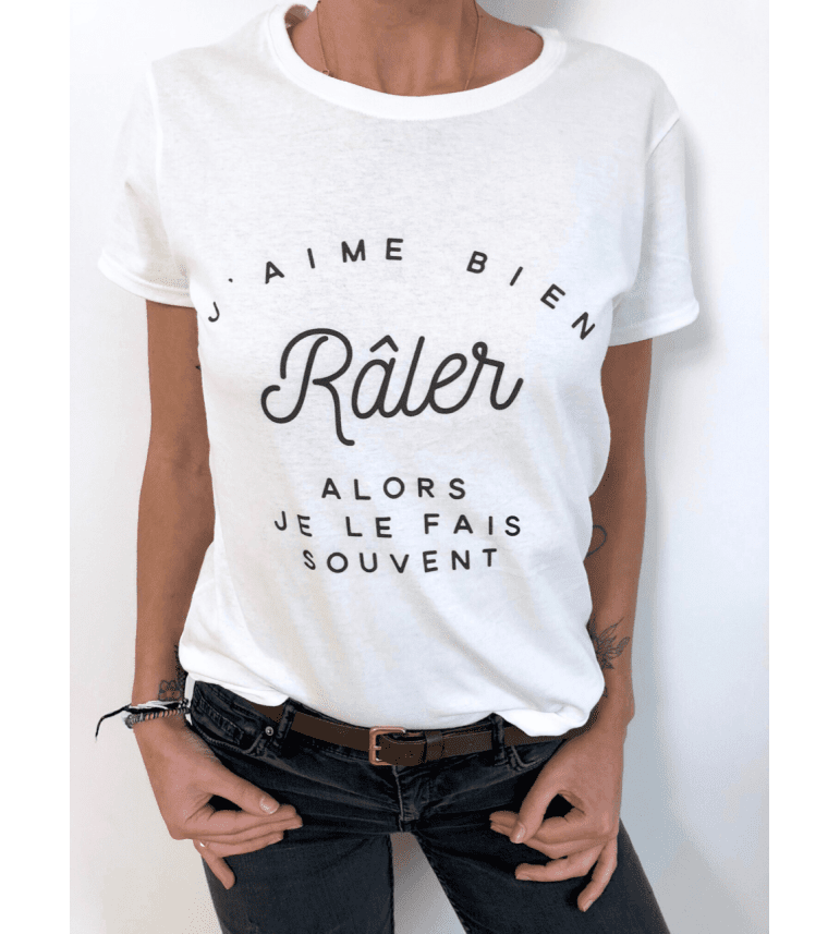 T-Shirt Femme J'Aime Bien Râler, Alors Je Le Fais Souvent|100% Coton| S.M.L.XL.XXL|Imprimé  en France|Livraison rapide