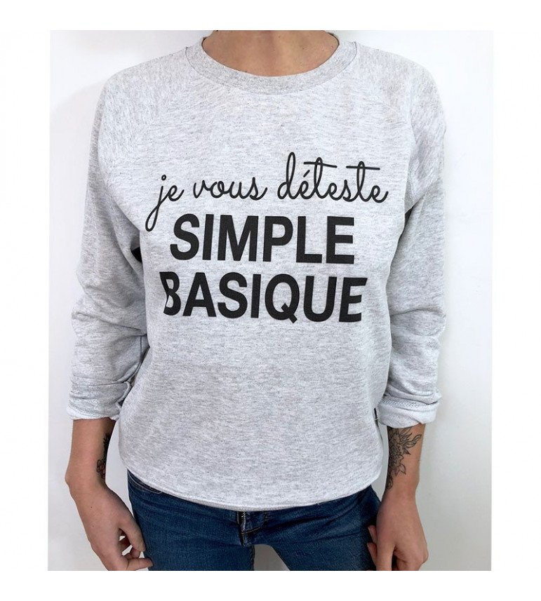 Sweat Femme Je Vous Déteste Simple Basique|Coton/Polyester| S.M.L.XL.XXL|Imprimé  en France|Livraison rapide