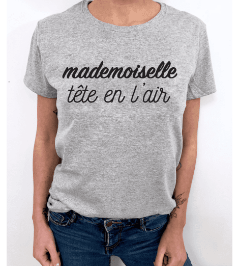 T-shirt Femme MADEMOISELLE TÊTE EN L'AIR