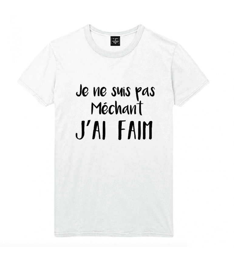 t-shirt homme JE NE SUIS PAS MECHANT, J'AI FAIM