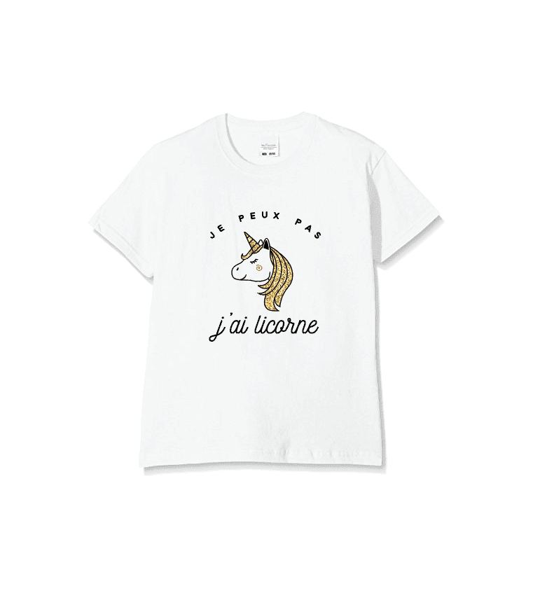 T-Shirt Enfant Je Peux Pas J'Ai Licorne|100% coton| 5-6  / 7-8/ 9-11 ans|Imprimé  en France|Livraison rapide