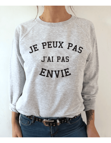 Sweatshirt "Je Peux Pas J'ai Johnny" - Homme Et Femme - Cadeau Rock, Concert, Fan De Johnny Hallyday - 241 G, Coupe Classique