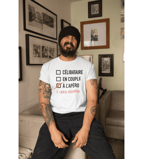 T-shirt homme À L'APÉRO - JE CHERCHE MODÉRATION