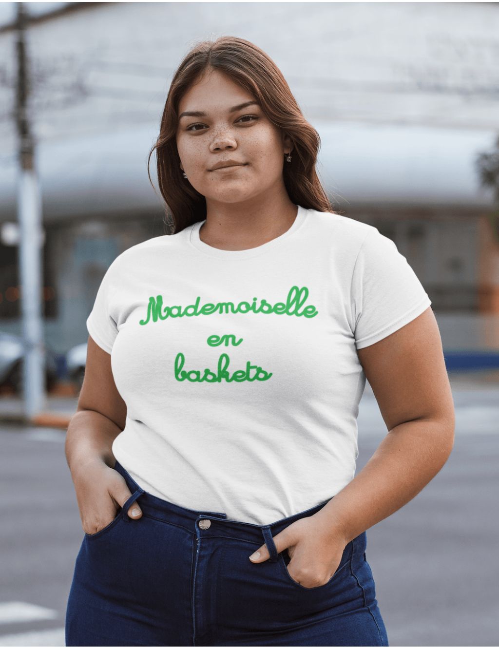 T-shirt femme MADEMOISELLE EN BASKETS vert