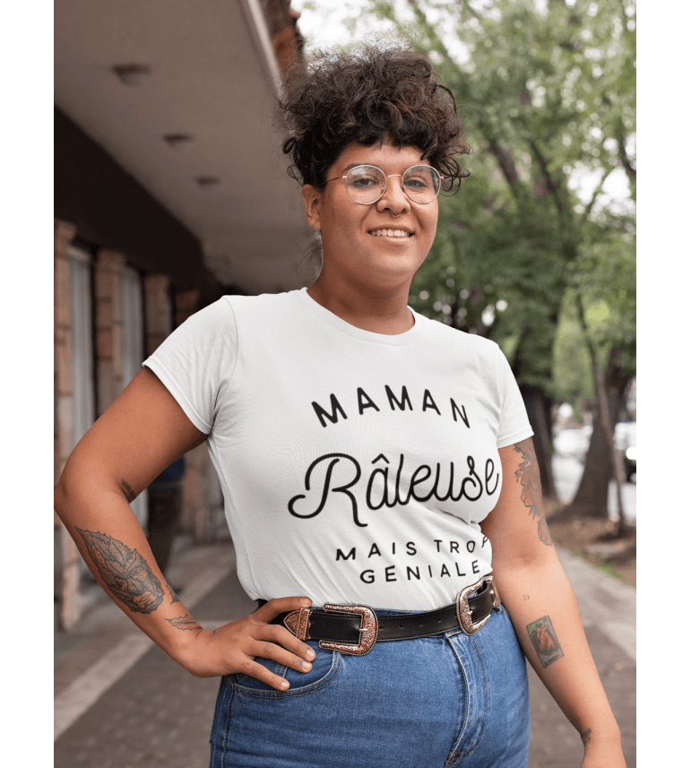 T-Shirt Femme Maman Râleuse Mais Trop Geniale|100% Coton| S.M.L.XL.XXL|Imprimé  en France|Livraison rapide