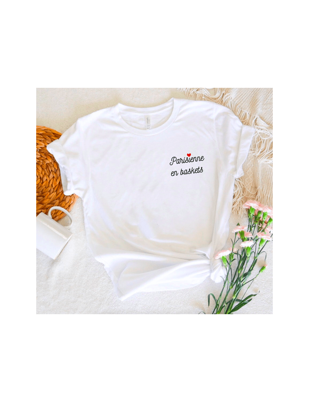 T-shirt Femme T-shirt Blanc Femme Parisienne en Baskets | De Paris