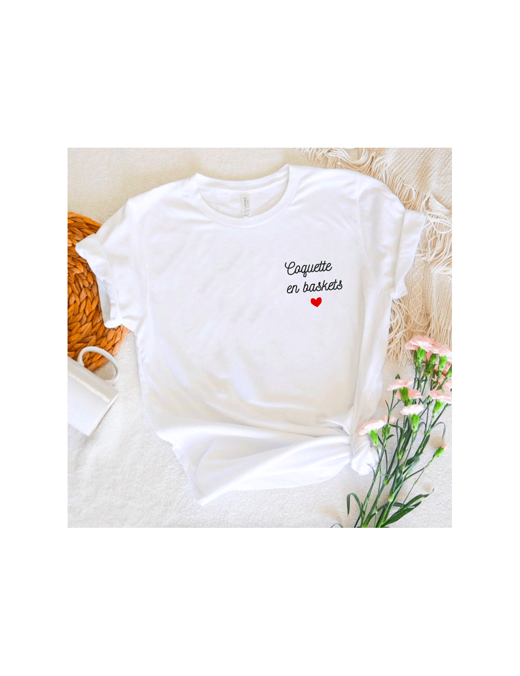 T-shirt Femme T-shirt Blanc Femme Coquette en Baskets | De Paris