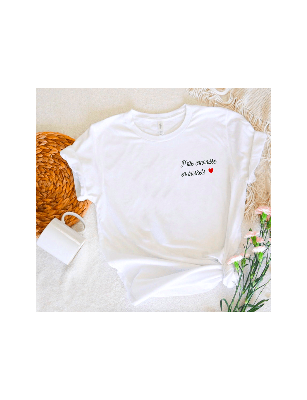 T-shirt Femme T-shirt Blanc Femme P'tite Connasse en Baskets | De Paris