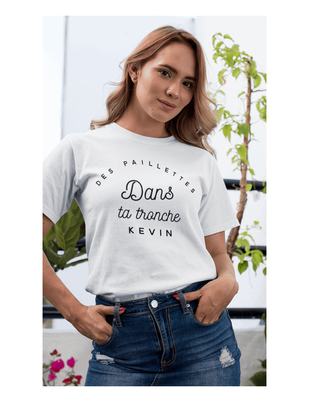 T-shirt femme DES PAILLETTES DANS TA TRONCHE KEVIN