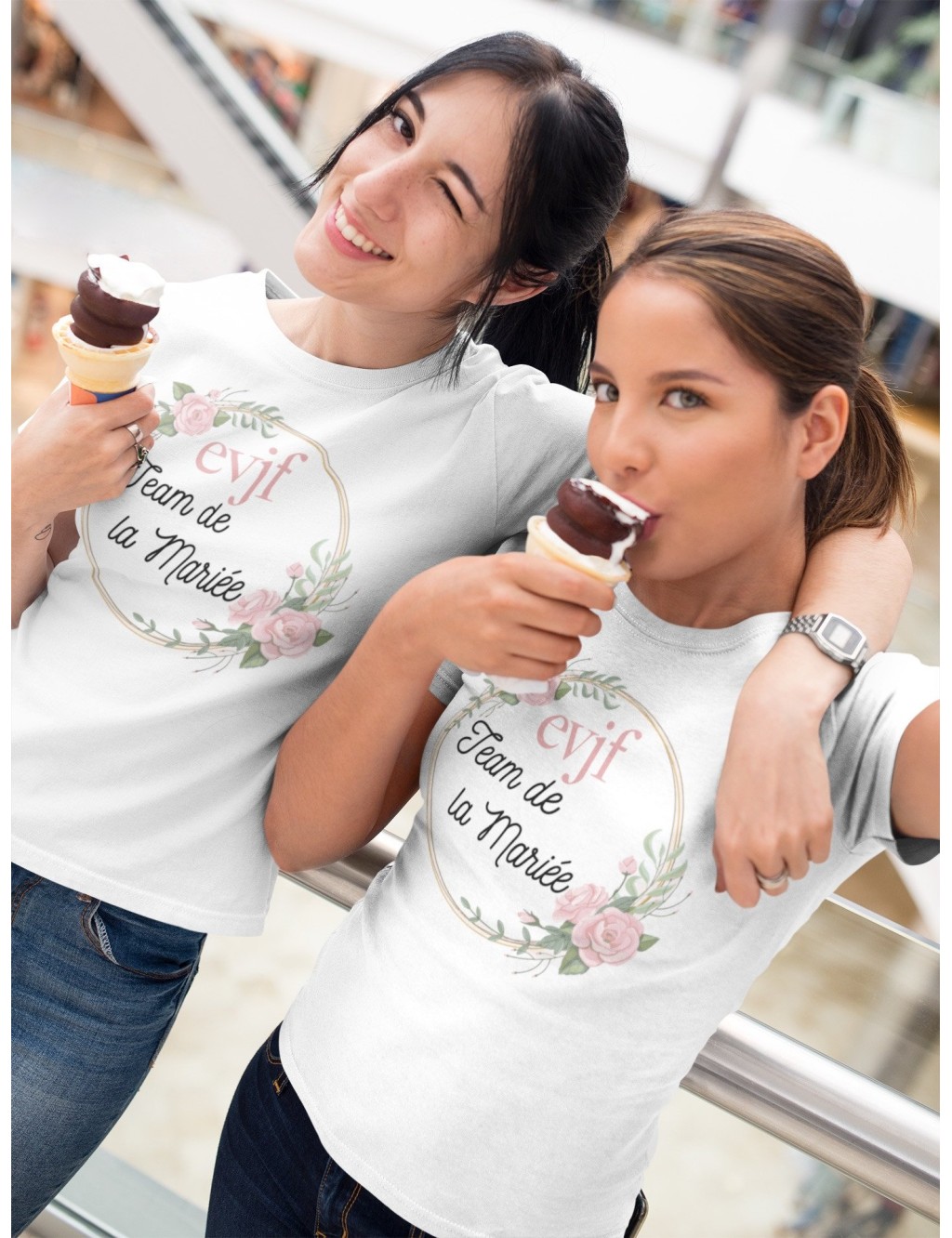 T-shirt femme EVJF TEAM LA MARIÉE COURONNE DE ROSE