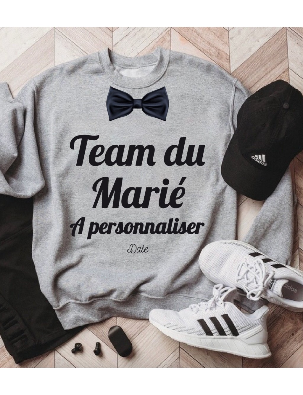 Sweat homme gris EVG à personnaliser prénom et date