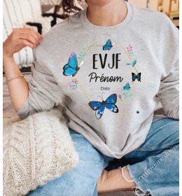 Sweat femme EVJF BUTTERFLY BLUE À PERSONNALISER