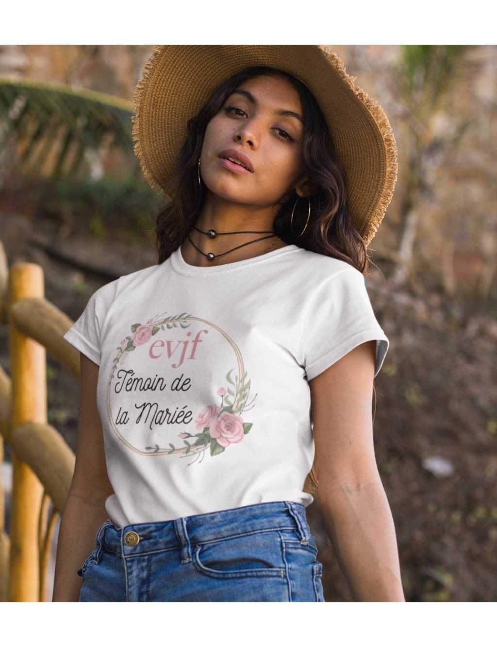 T-shirt femme EVJF TEMOIN DE LA MARIÉE COURONNE DE ROSES