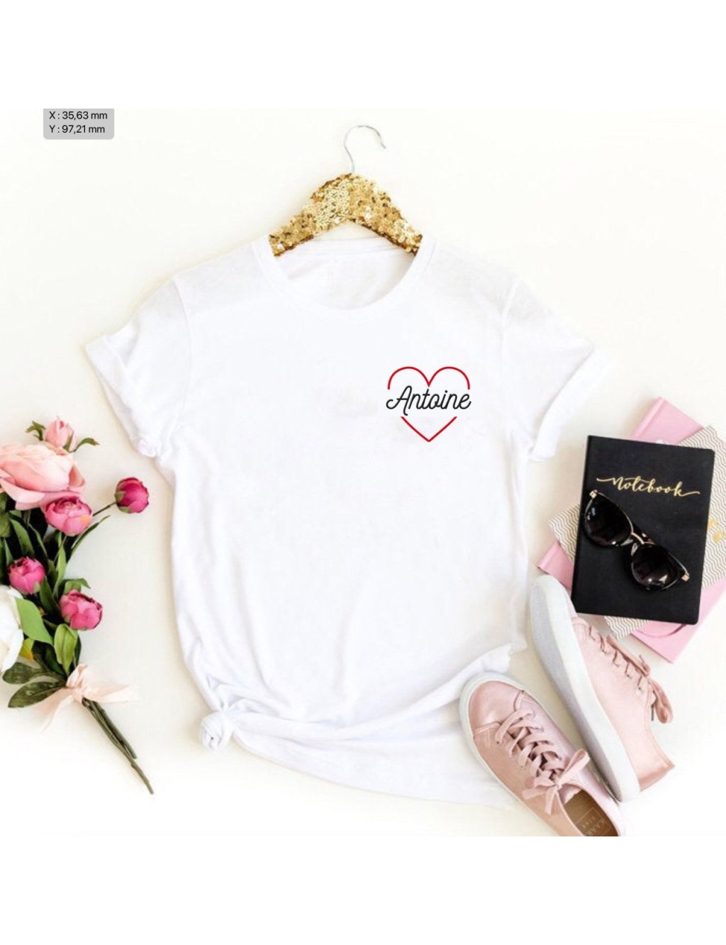 T-shirt femme coeur❤️ "prénom"