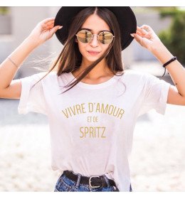 T-Shirt Femme Vivre D'Amour Et De "Votre Texte"