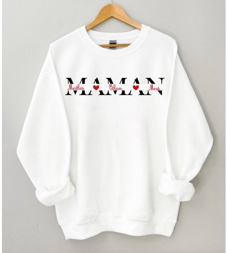 Sweat blanc Femme MAMAN À PERSONNALISER