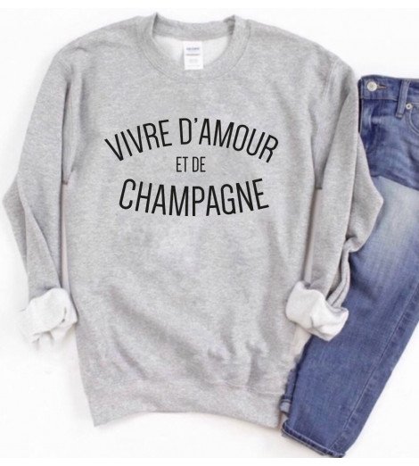 Sweat femme VIVRE D'AMOUR ET DE CHAMPAGNE
