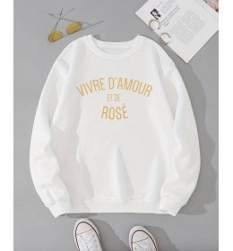 Sweat blanc Femme VIVRE D'AMOUR ET DE À PERSONNALISER