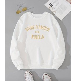 Sweat blanc Femme VIVRE D'AMOUR ET DE À PERSONNALISER