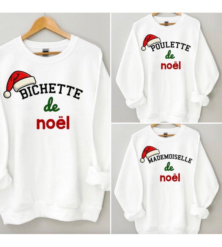 Sweat femme blanc ....... DE NOËL "À PERSONNALISER"