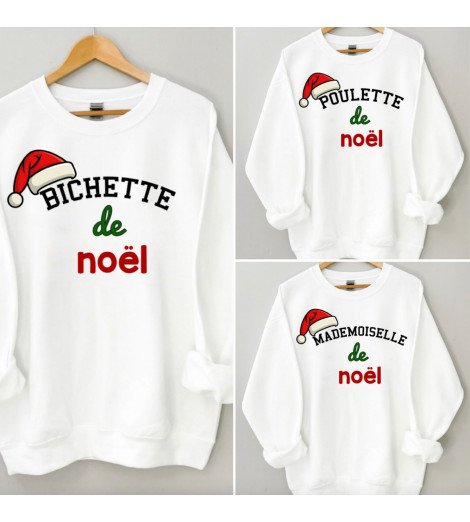 Sweat femme blanc ....... DE NOËL "À PERSONNALISER"