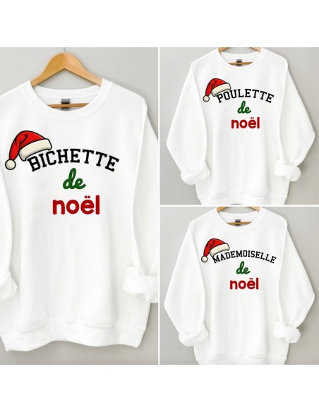 Sweat femme blanc ....... DE NOËL "À PERSONNALISER"