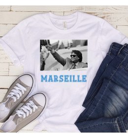 T-shirt femme blanc Bernard Tapie OM Marseille