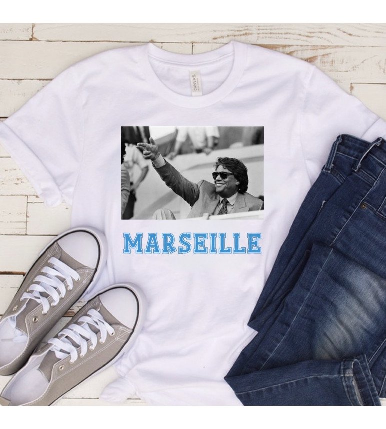 T-shirt femme blanc Bernard Tapie OM Marseille