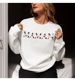 Sweat blanc Femme MAMAN À PERSONNALISER