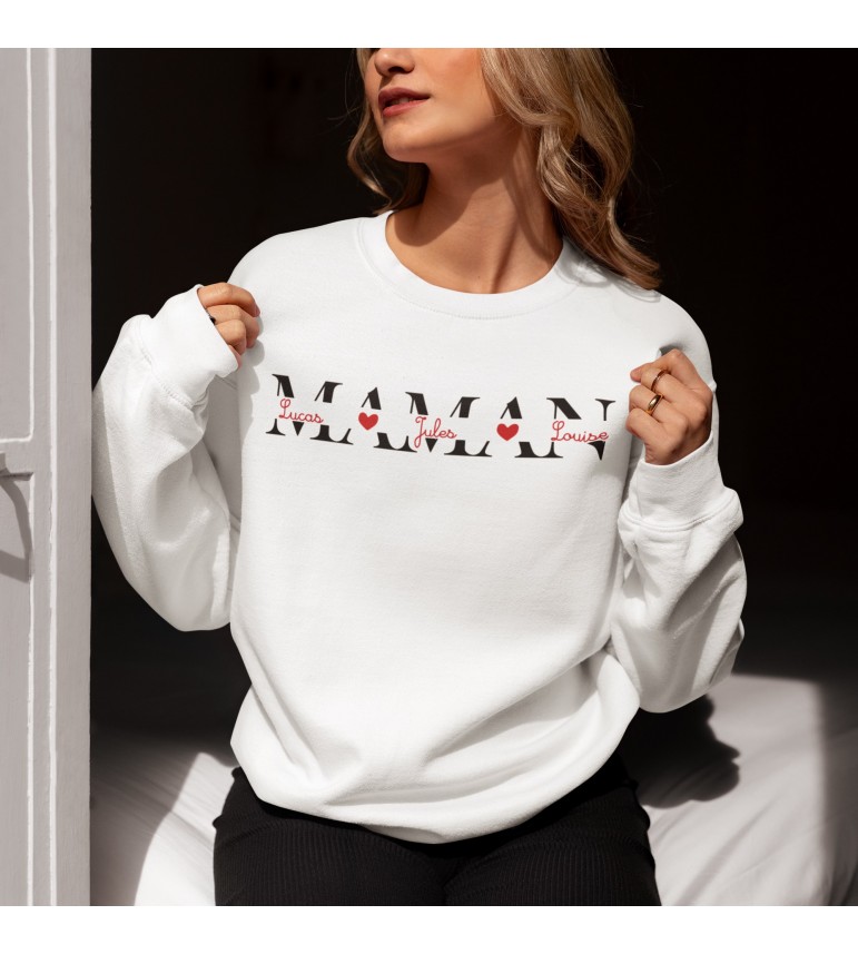 Sweat blanc Femme MAMAN À PERSONNALISER