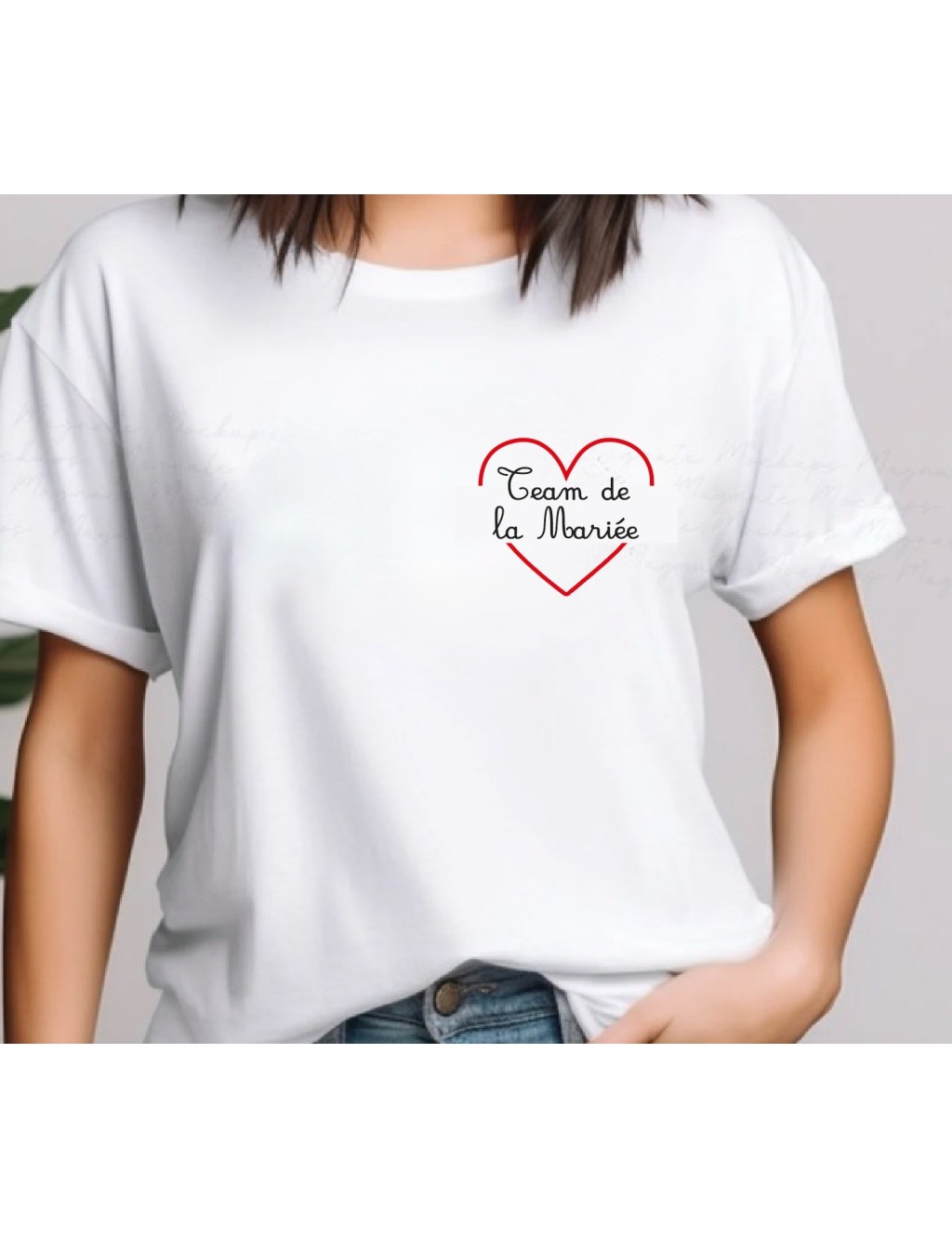 T-shirt femme EVJF TEAM DE LA MARIÉE coeur