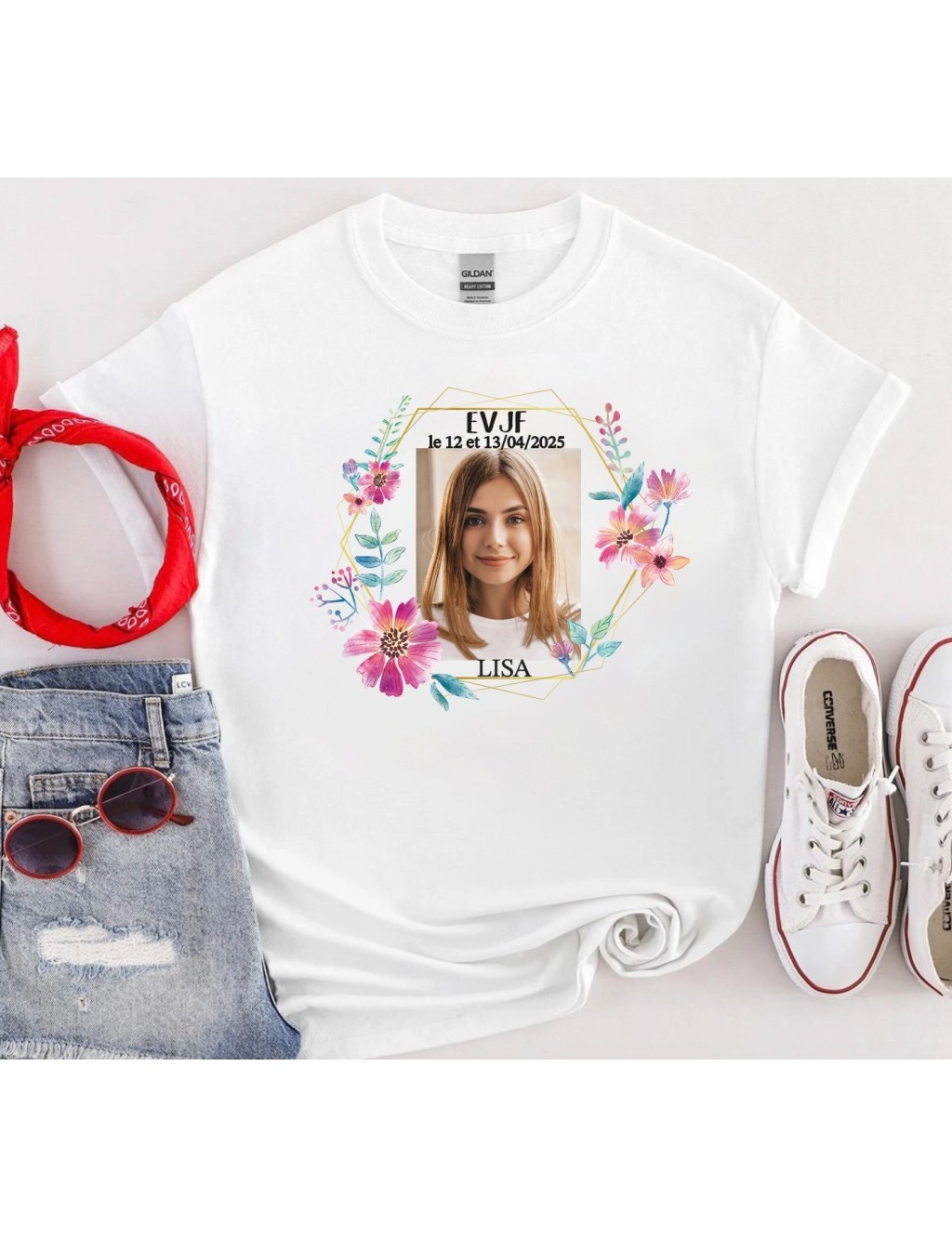 T-shirt femme EVJF À PERSONNALISER "PHOTO"
