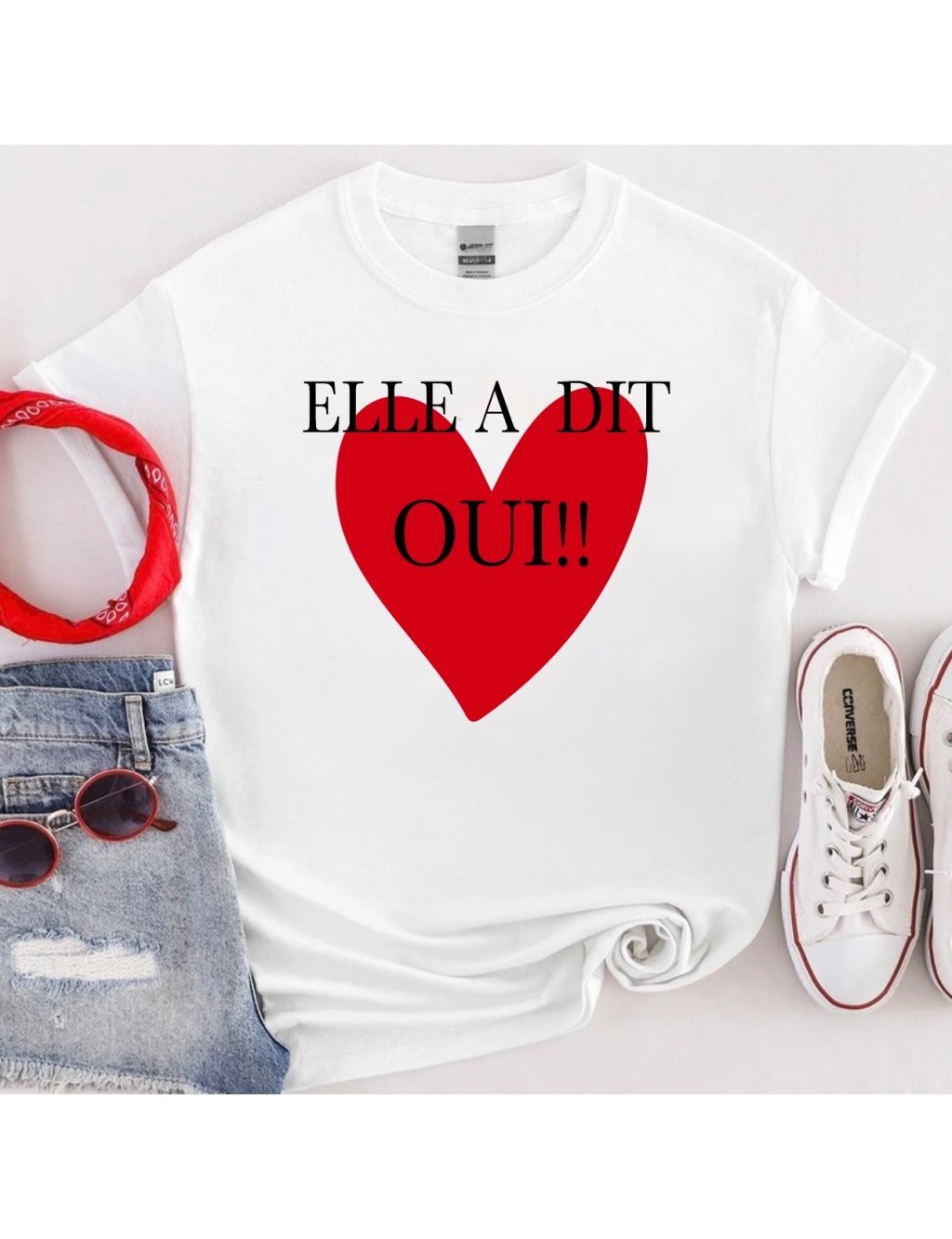 T-shirt femme EVJF COEUR ROUGE ELLE A DIT OUI