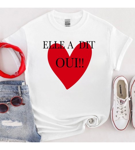 T-shirt femme EVJF COEUR ROUGE ELLE A DIT OUI