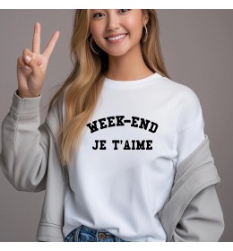 T-shirt Femme WEEK-END JE T'AIME NOIR