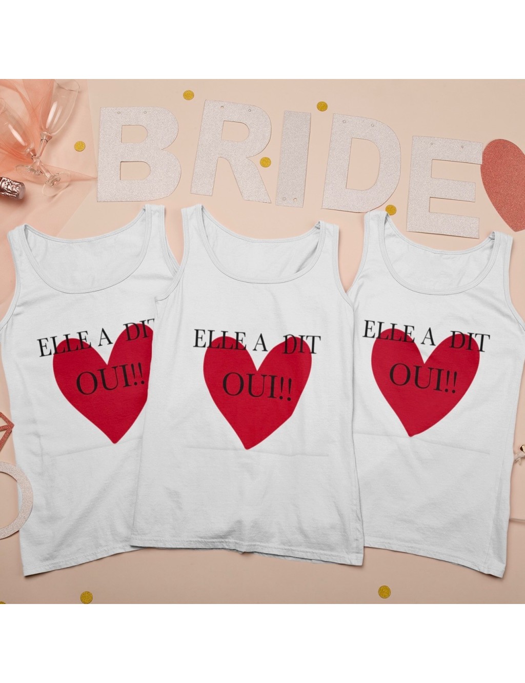 Débardeur femme EVJF COEUR ROUGE ELLE A DIT OUI