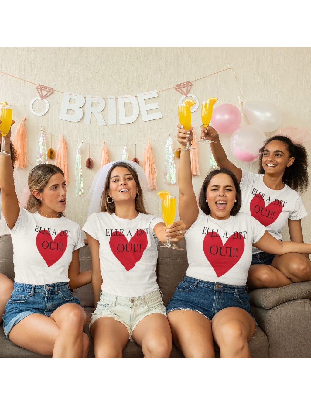 T-shirt femme EVJF COEUR ROUGE ELLE A DIT OUI